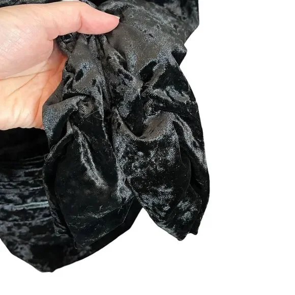 ZARA Velvet Ruched Mini Dress Women’s XS Black V Neck Cocktail Party Night Chic - Picture 11 of 13